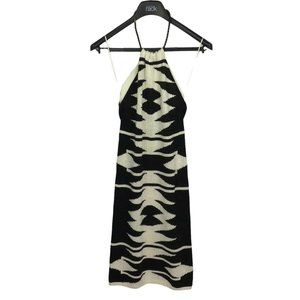 Lauren RL Dress Sleeveless Aztec Tribal Knit Sheath Neck White & Ivory S Small